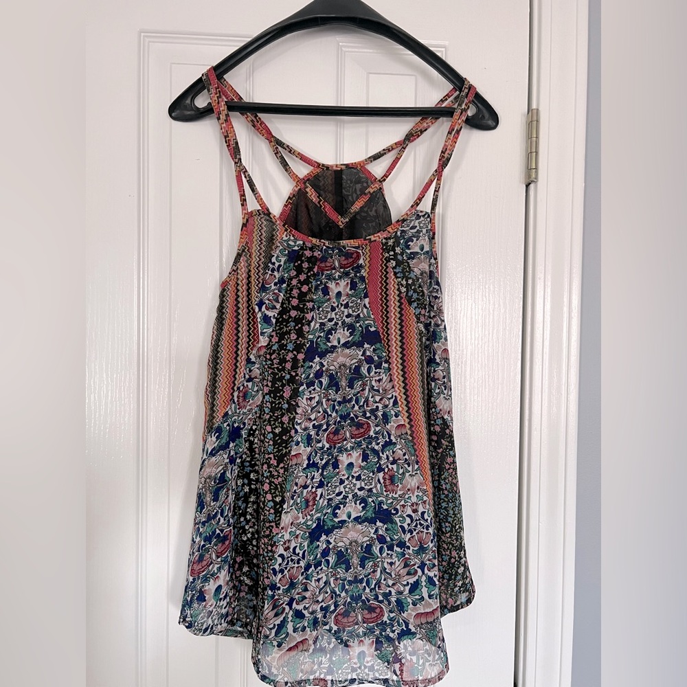 Vanilla Star Tops | Vanilla Star Boho Hippie Mix Print Halter Tank Top